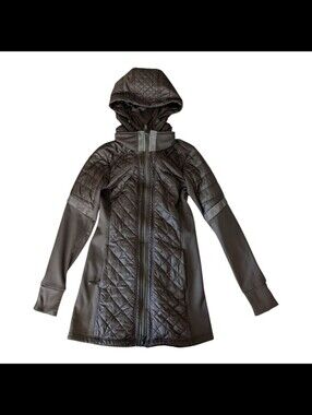 Athleta Quilted Hooded Women's Coat in Olive Green
